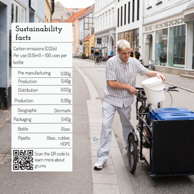 On several grums products, you'll find Sustainability Facts on the packaging. Here's a look at our Restore + Glow Coffee Oil 👆

The section covers a brief summary of our (PCF) Product Carbon Footprint analysis, stating a product's CO2 footprint throughout sourcing, production, and shipping. Creating truly sustainable skincare begins in the details, and we are proud that our little rebellion is among the first brands to bring this level of transparency to the skincare industry 💚

#grumsaarhus #thehonestrebels